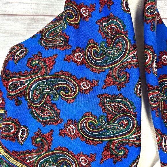 Vintage Charter Club Wool Square Scarf Paisley Blue made in Japan - Picture 4 of 12